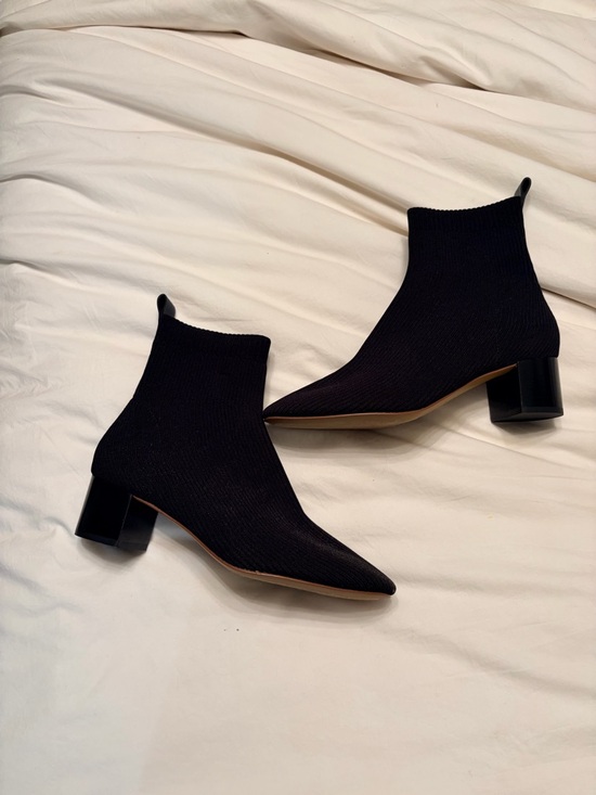 Everlane Shoes - Everlane Black Knit Pointed Sock Booties with Block Heel